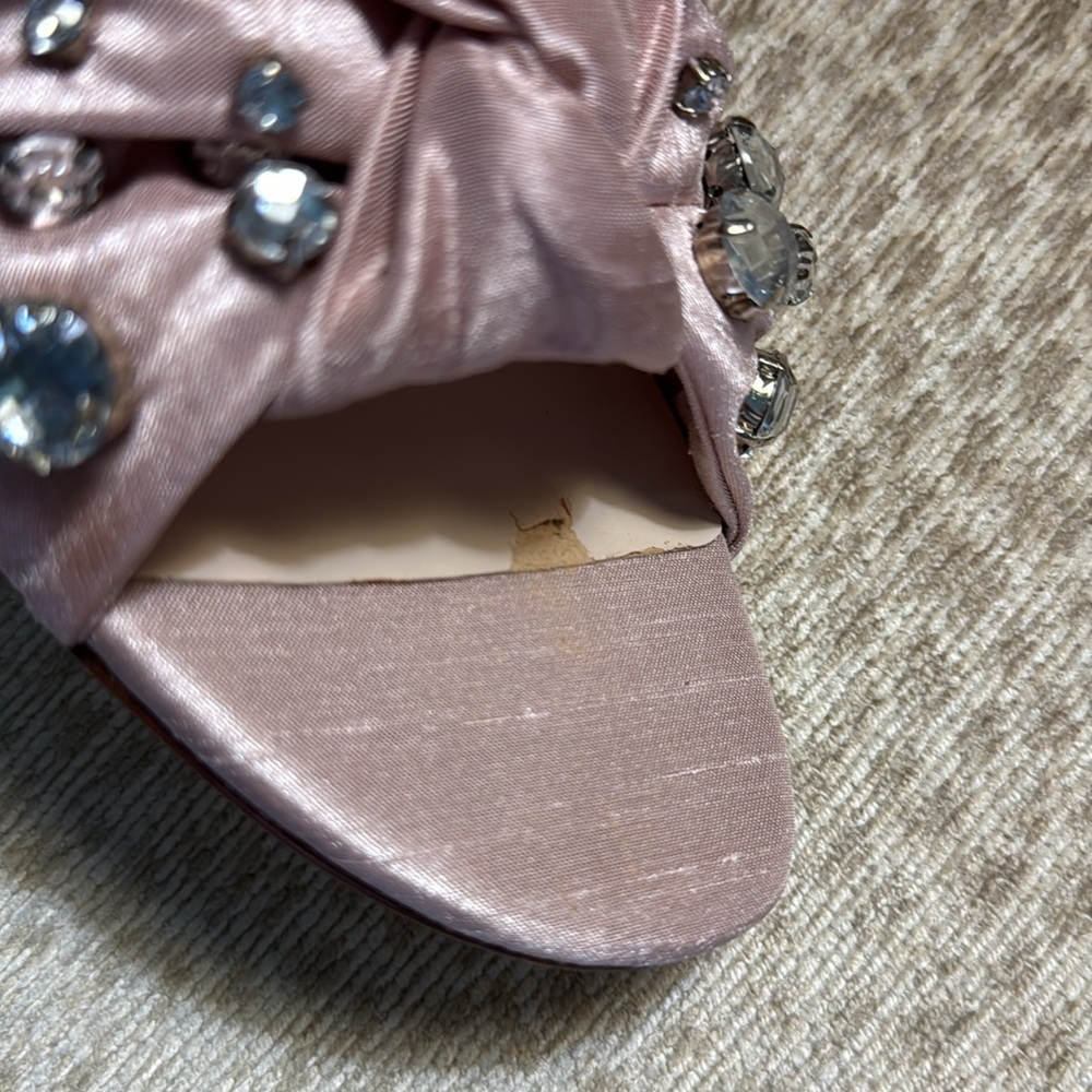 Nine West ladies 11M rhinestone embellished slide sandals. Light pink. NEW - Picture 7 of 7